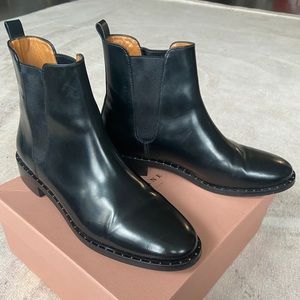 Sezane Leather Studded Chelsea Boots